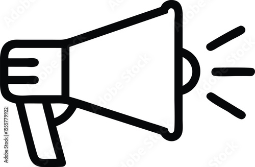Simple Black and White Megaphone Icon for Announcement or Promotion Purposes