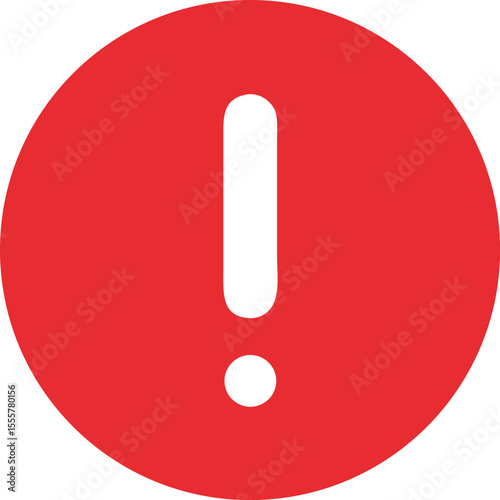 Red Circle with White Exclamation Point Symbol for Warning and Alert