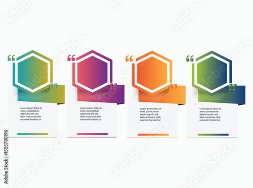Horizontal infographic template with five colorful gradient hexagon banners for modern presentation.