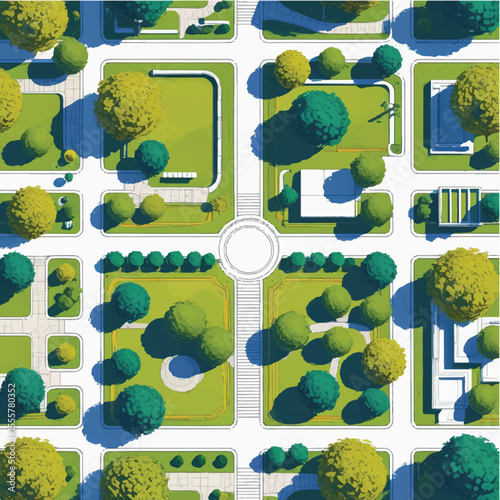 Architectural Drawings, people plan vector in park out door illustration, top view, Minimal style hand drawn, set elements for architecture and landscape