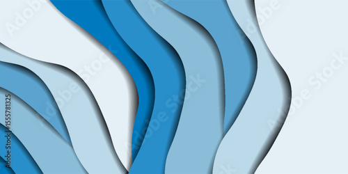 Stylish abstract background with layered blue wave shapes and smooth curves, perfect for presentations, web design, and business visuals.poster
