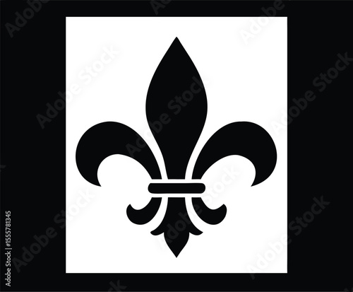 Classic Fleur de Lis Symbol in Black and White Elegant Heraldic Design Element for Various Applications