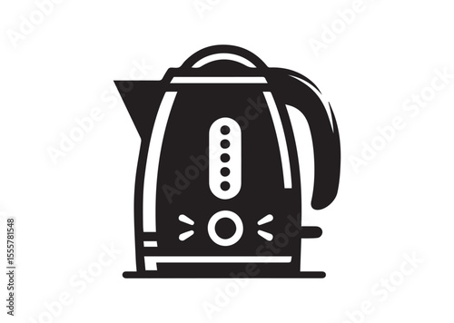 Electric Kettle Silhouette Black Vector Illustration