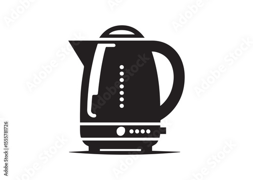 Electric Kettle Silhouette Black Vector Illustration