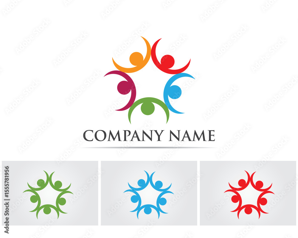 Fototapeta premium Community people care logo and symbols template
