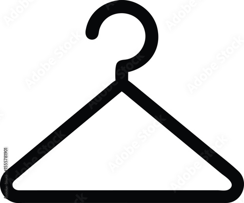 Minimalist Black Clothes Hanger Icon for Wardrobe or Clothing Store Design