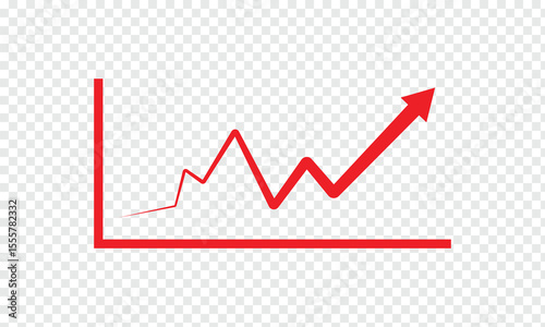 Growing business 3d green arrow on white. Profit arow Vector illustration. Business concept, growing chart. Concept of sales symbol icon with arrow moving up. Economic Arrow With Growing Trend. EPS 10