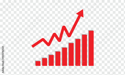 Growing business 3d green arrow on white. Profit arow Vector illustration. Business concept, growing chart. Concept of sales symbol icon with arrow moving up. Economic Arrow With Growing Trend. EPS 10