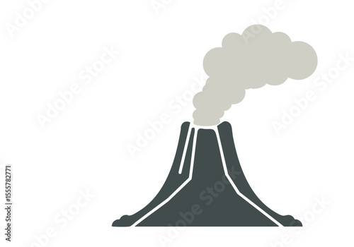 Stylized volcano illustration with steam, set against an orange background. Simple, graphic design. Suitable for various commercial applications.