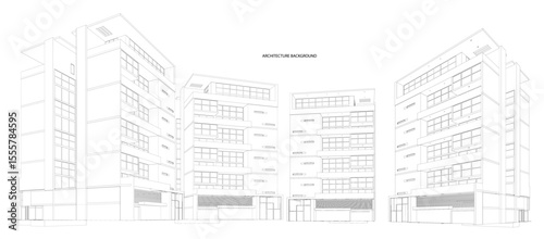 3d wireframe of building. sketch design.Vector