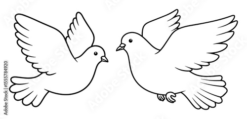 doves outline vector icon for peace and love symbolism