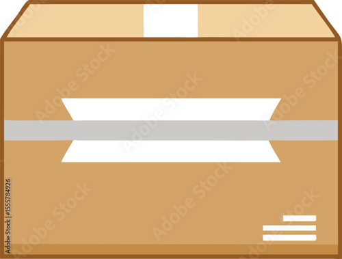 Cardboard Box Illustration with Tape for Shipping and Delivery Services