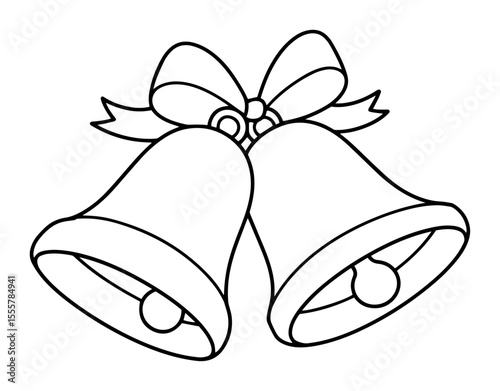 christmas bells outline vector icon for holiday decoration