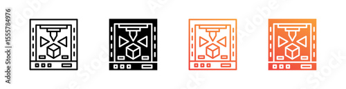 3D Printing Multiple Style Icon Set Vector 