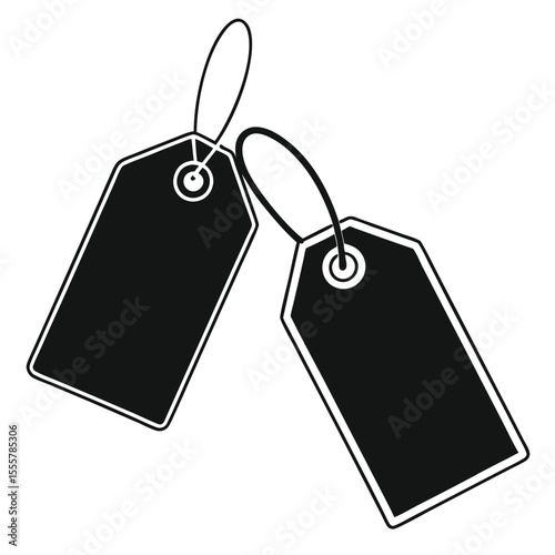 Two Black Price Tags on White Background
