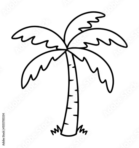 palm tree outline vector icon for tropical or beach theme