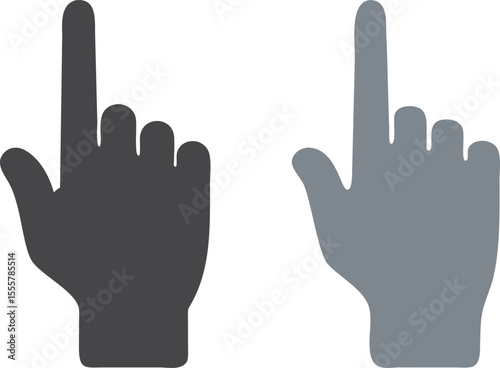 Two Hand Cursor Icons Pointing Upward in Dark Gray and Light Gray