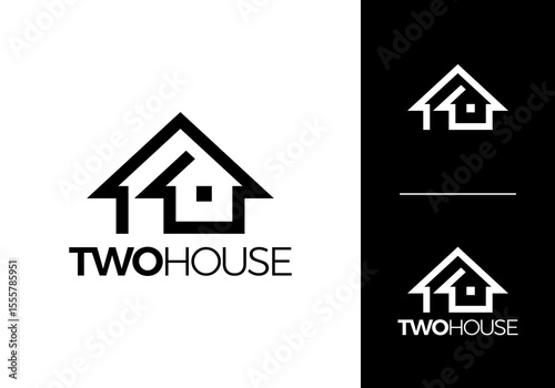simple abstract two house logo design concept