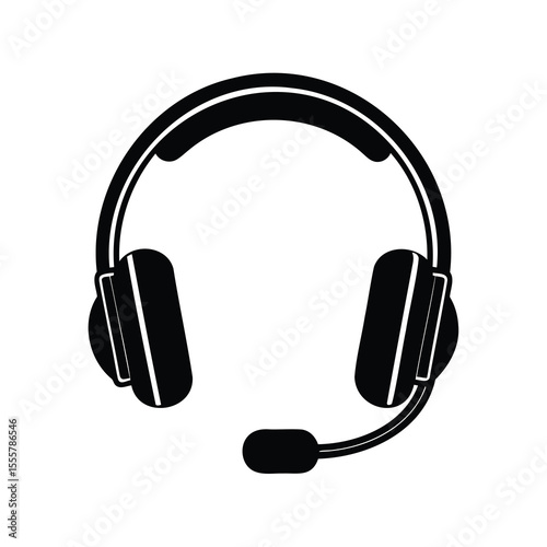 Headphones logo silhouette bold and minimal icon vector illustration