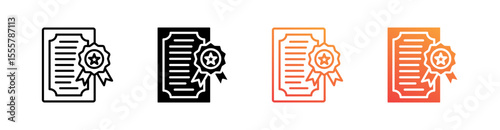 Certification Multiple Style Icon Set Vector 