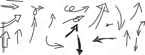 Detailed Compilation of Hand-Drawn Arrow Illustrations with Varied Styles and Directions