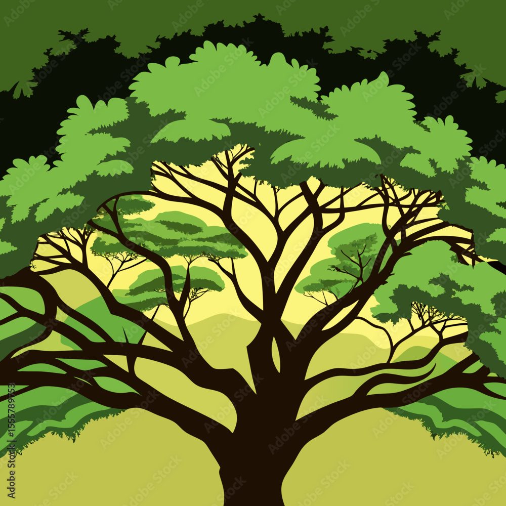 Obraz premium green tree silhouette