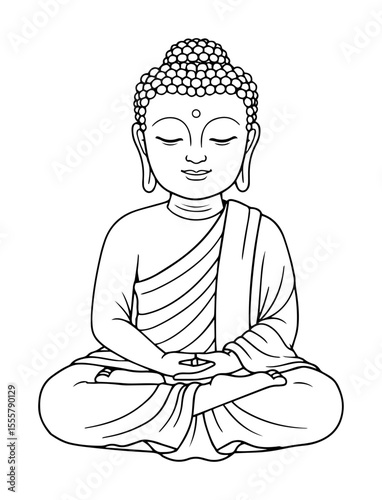 buddha sitting vector icon in hand drawn style