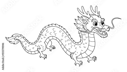 hand drawn asian dragon vector illustration