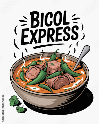 Vector Illustration of Sinigang na Baboy with Green Chilies