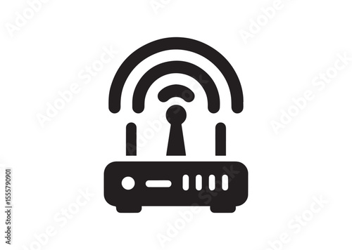 A Portable WIFI Router Silhouette Black Vector Illustration