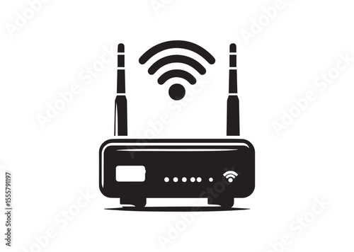 A Portable WIFI Router Silhouette Black Vector Illustration