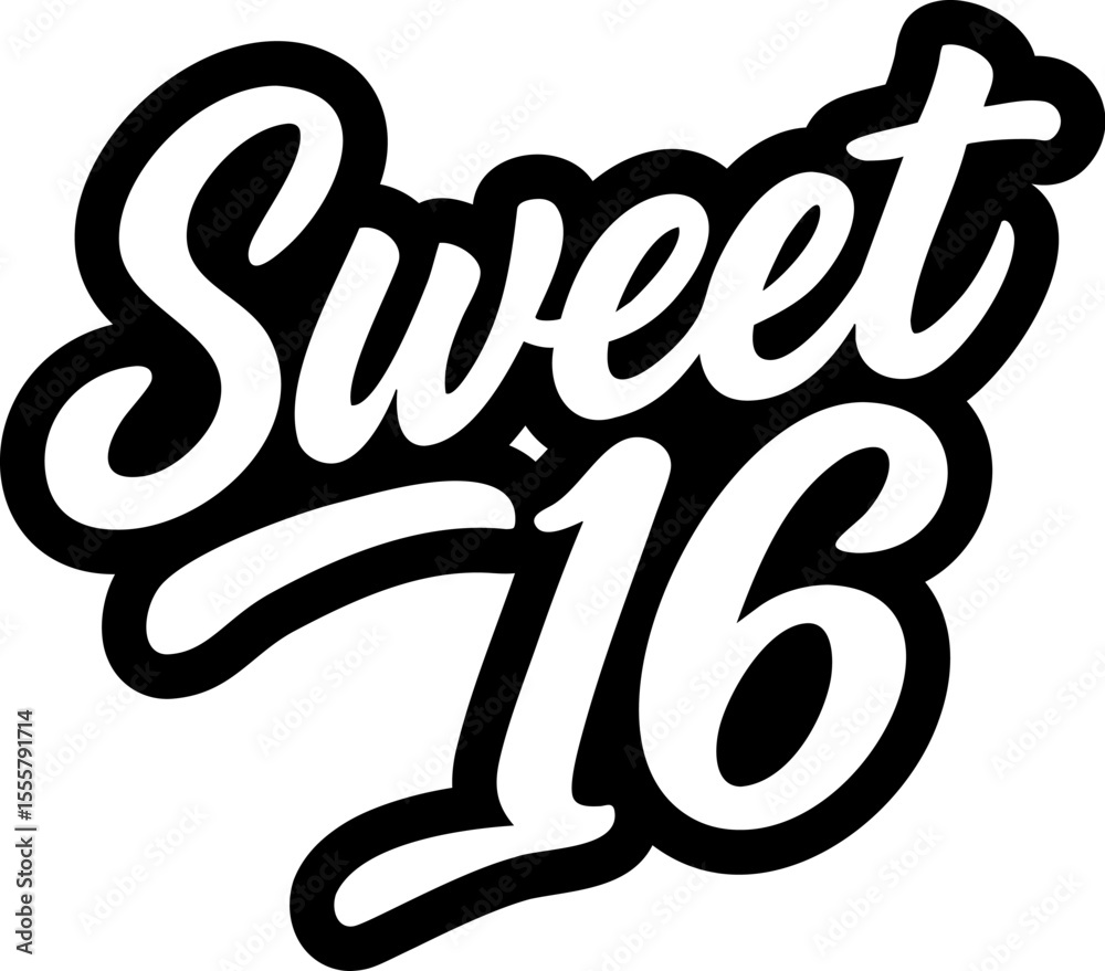 Fototapeta premium sweet 16 logo in black over white