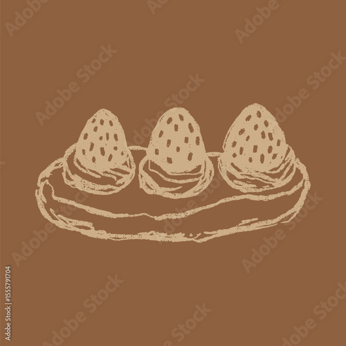 Hand-drawn Strawberry Eclair doodle illustration