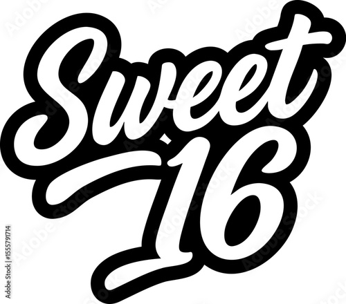 sweet 16 logo in black over white