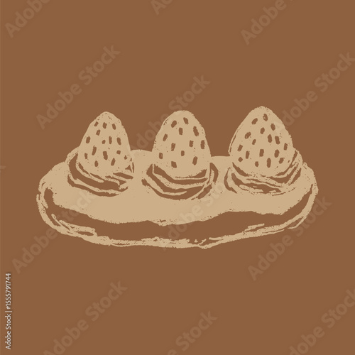 Hand-drawn Strawberry Eclair doodle illustration