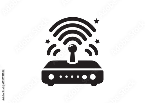 A Portable WIFI Router Silhouette Black Vector Illustration