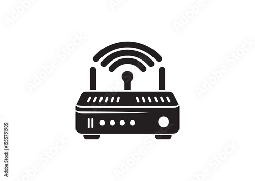 A Portable WIFI Router Silhouette Black Vector Illustration