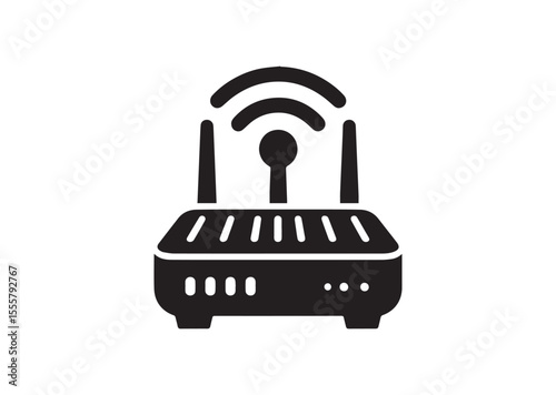 A Portable WIFI Router Silhouette Black Vector Illustration