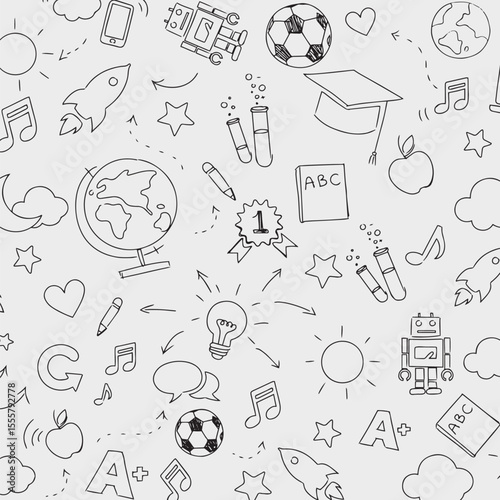 Education pattern background in doodle style