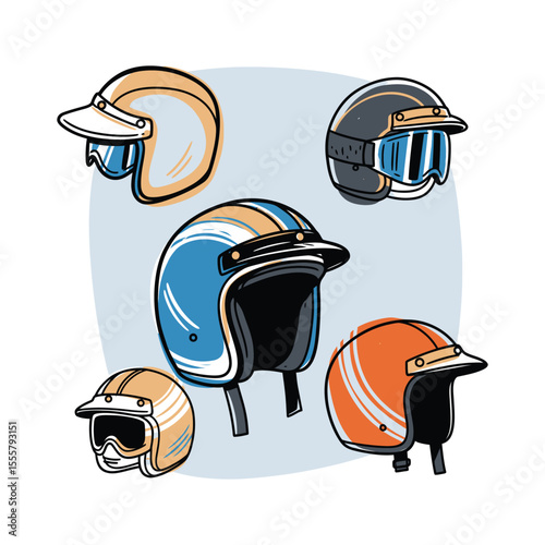Colorful Cartoon Motorcycle Helmets with Visors.