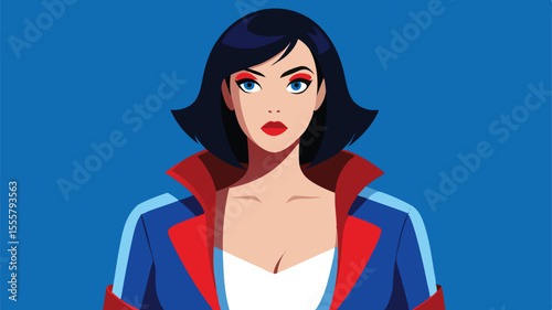 A stylish woman with bobbed hair is depicted in a minimalist illustration