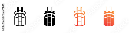 Capacitor Multiple Style Icon Set Vector 