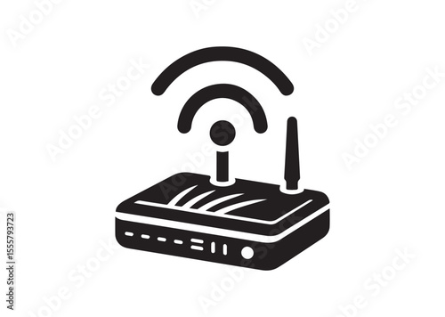 A Portable WIFI Router Silhouette Black Vector Illustration