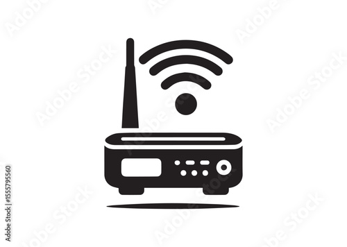 A Portable WIFI Router Silhouette Black Vector Illustration