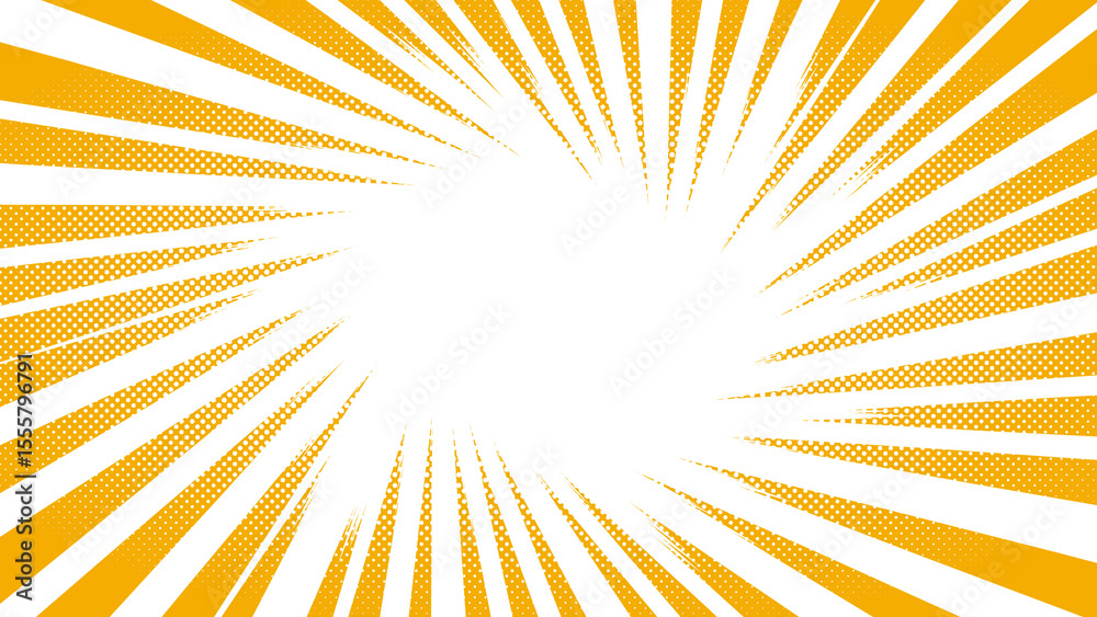 Obraz premium 集中線 太い渦 オレンジ・黄色 (透過)