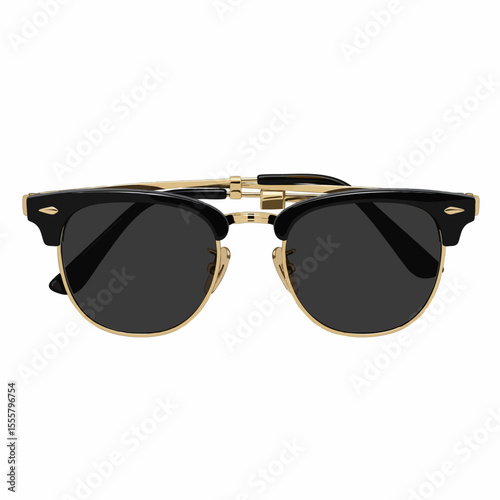 Foldable Clubmaster with Solid Black Lenses