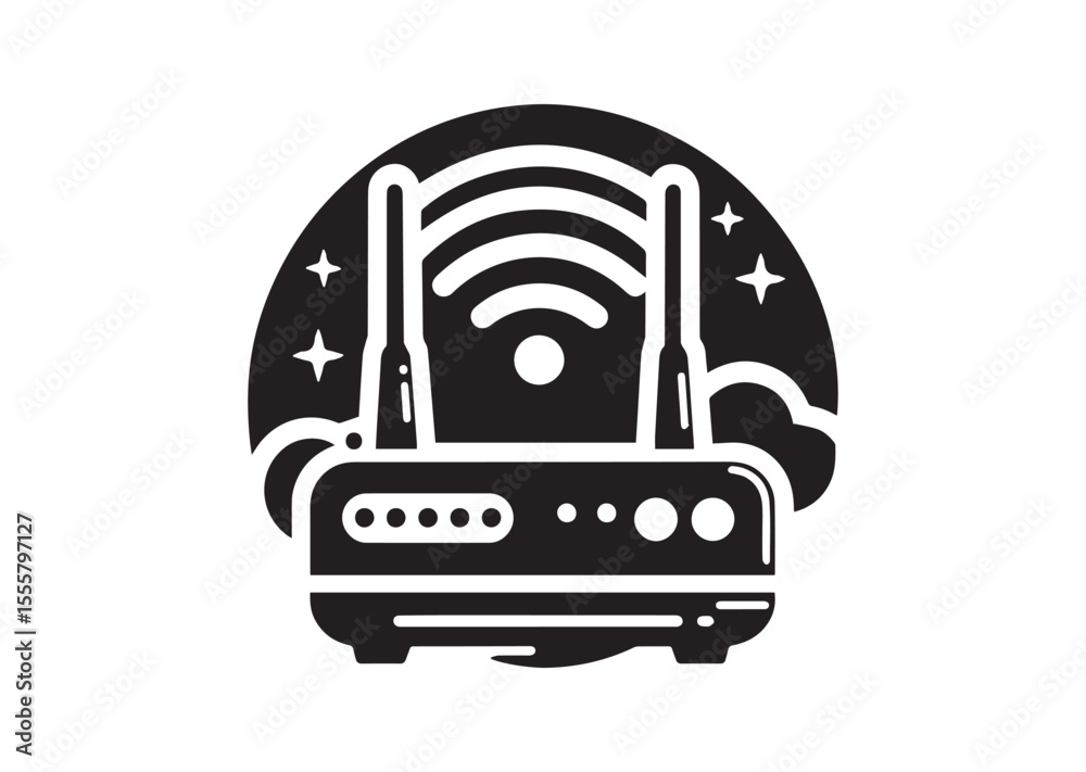 A Portable WIFI Router Silhouette Black Vector Illustration A Portable WIFI Router Silhouette Black Vector Illustration