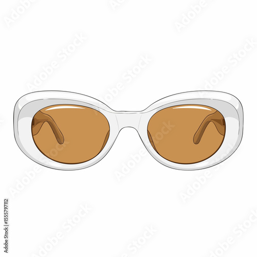 Glossy White Mod Oval with Amber Lenses