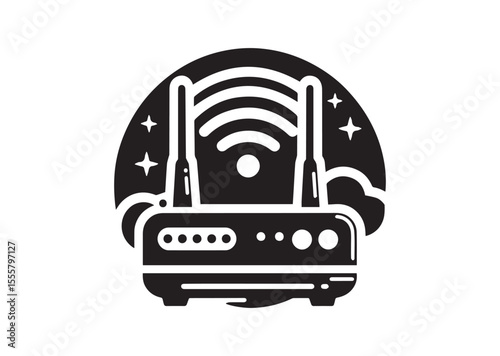 A Portable WIFI Router Silhouette Black Vector Illustration