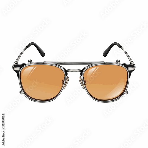 Silver Clip-on Sunglasses with Amber Lenses